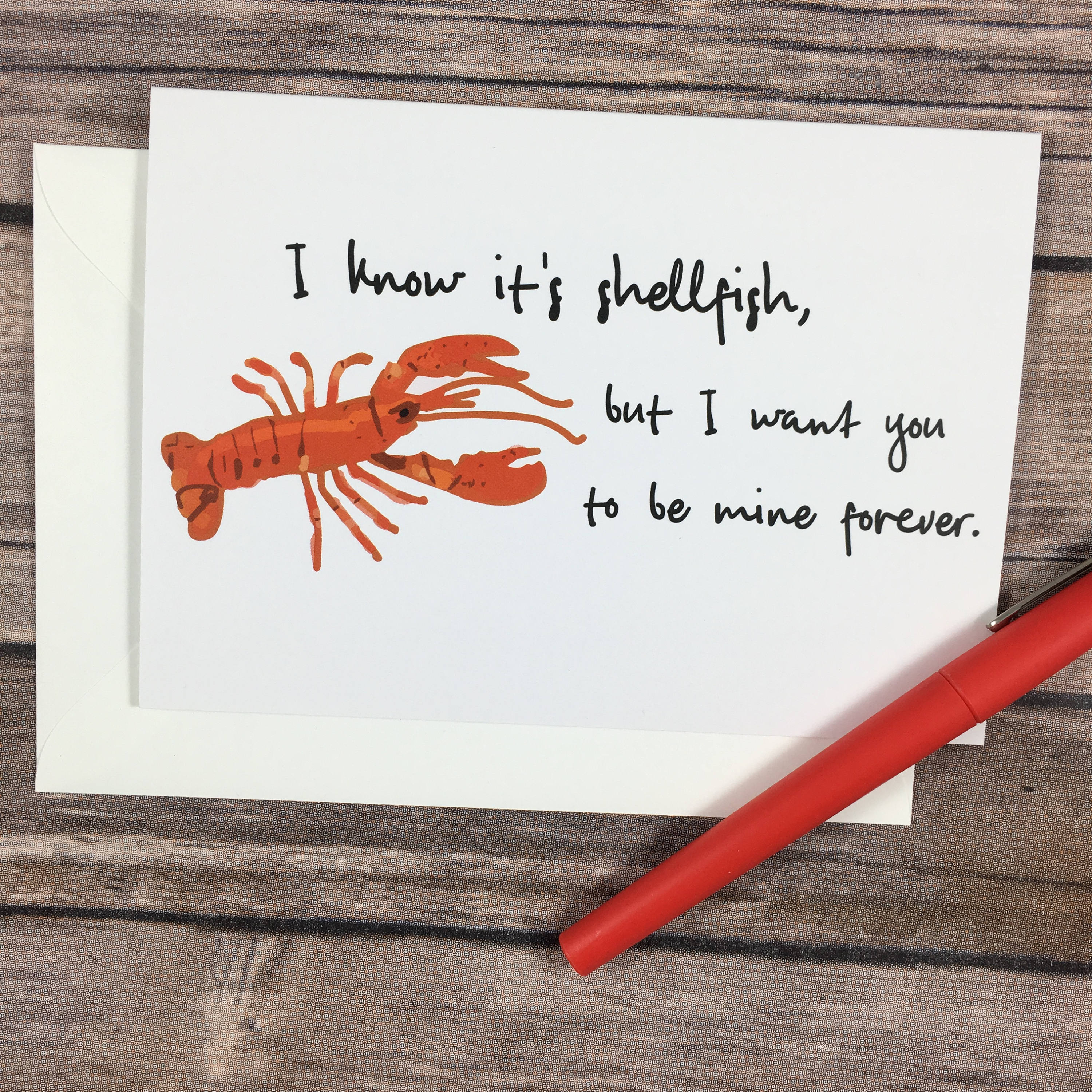 Funny Lobster Marry Me Love You Valentine Anniversary Pun Card Etsy UK