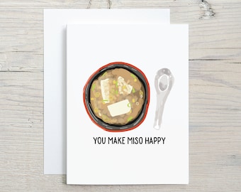 Funny Miso Soup Love Card, Japanese Food, Anniversary, Valentine's Day, romantic card, husband, boyfriend, girlfriend, wife