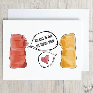 Funny Love Gummy Bear Valentine's Anniversary Card - cute romantic card - girlfriend  boyfriend card - love you card - birthday card