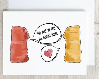 Funny Love Gummy Bear Valentine's Anniversary Card - cute romantic card - girlfriend  boyfriend card - love you card - birthday card