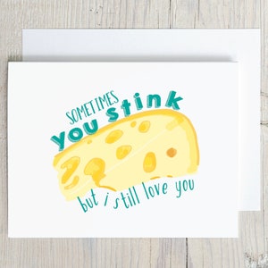 Funny Cheese Valentine's Day Anniversary Card - divertente biglietto d'amore - divertente fidanzato fidanzata amico sorella fratello, biglietto d'amore, biglietto puzzolente