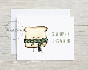 Funny Holiday Card, Christmas, Toast, Food pun, happy holidays, seasons greetings, new years,