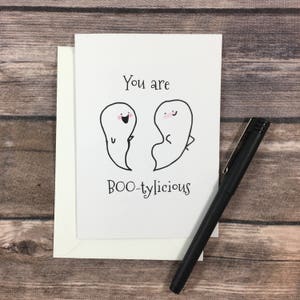 Funny Ghost Boo Booty Butt Pun Happy Halloween or Birthday card-best friend card-friendship card-boyfriend girlfriend card- i like your butt