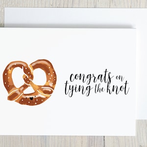 Tarjeta de boda divertida con felicitaciones por casarse, juego de palabras con pretzel y comida, tarjeta de compromiso, tarjeta de pareja feliz, tarjeta de novios, señor y señora