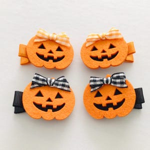 Pinzas para coletas seguras para bebés, pinzas para el cabello de Halloween, lazos de otoño para niñas, lazos para coletas de fieltro con forma de calabaza, pinzas para el cabello para niñas pequeñas, regalo para el cabello imagen 6