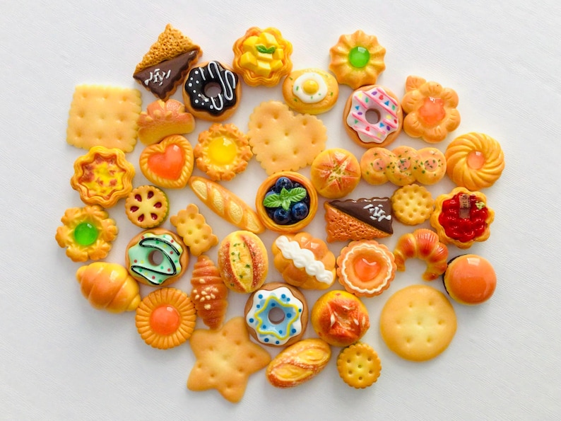 Grab bag of food fridge magnets bread magnets dessert magnets home kitchen decor locker decor bakery magnet mini food fridge magnet gift set image 2