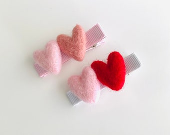 Valentine’s Day hair clips heart hair clips baby hair clips toddler hair clips non slip hair clips felt hair clips Valentine hair clip