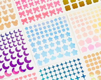 Holographic sticker sheet shape stickers kpop polco deco sticker cute kawaii sticker sheet kpop lightstick decal heart star ribbon bow holo