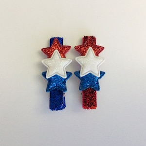 4th of July hair clip Memorial Day hair clip toddler hair clip girls bow clip American flag bows patriotic hair clips glitter star hair bows bild 5