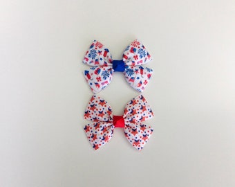 4th of July hair bow girls bow clip kids Summer hair bow Memorial Day bows American flag hair bows star hair clip toddler hair bow star bows