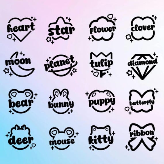Custom name lightstick decals holographic vinyl decal custom text laptop decals cute animal heart decal sticker k-pop lightstick decal