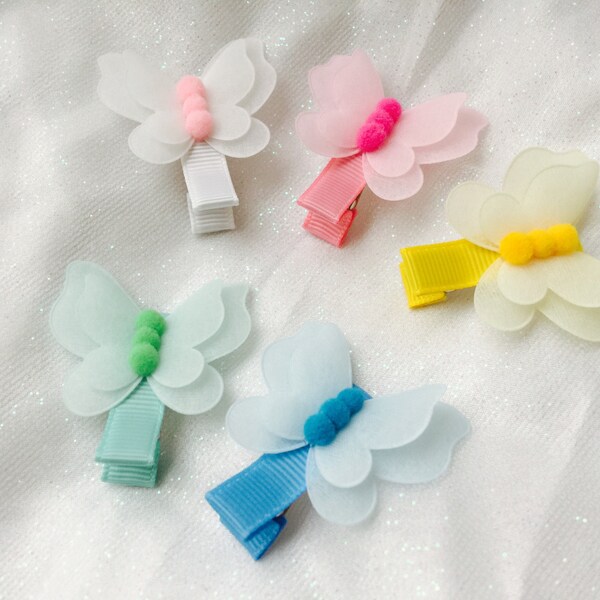 Fully lined baby hair clips girls hair clips butterfly hair clips butterfly barrettes baby barrettes non slip hair clips pompom hair clips