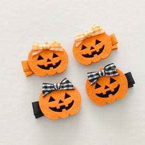 Pinzas para coletas seguras para bebés, pinzas para el cabello de Halloween, lazos de otoño para niñas, lazos para coletas de fieltro con forma de calabaza, pinzas para el cabello para niñas pequeñas, regalo para el cabello imagen 2