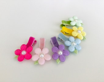 Fully lined baby hair clips velvet hair clips baby barrettes toddler hair clips flower hair clips non slip hair clips Spring hair bow clip
