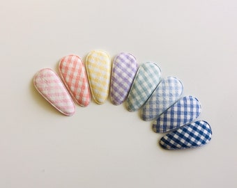 Girls snap clips toddler snap clips fabric snap clips Easter hair clips gingham hair clips gingham fabric snap clips