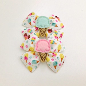 Girls hair bow ice cream hair bow Summer hair bows toddler hair clip ice cream cone bow clip felt hair clip gift for girls birthday hair bow