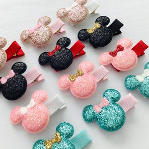 Fully lined baby safe hair clip no slip toddler hair clip Mouse inspired hair bow clip Halloween hair clip toddler girl birthday bow gift