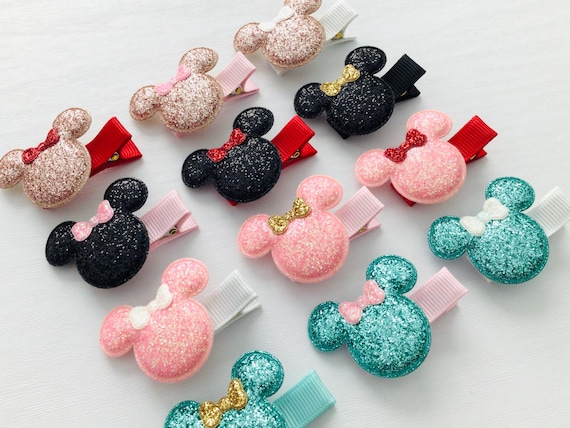 Fully lined baby safe hair clip no slip toddler hair clip Mouse inspired hair bow clip Halloween hair clip toddler girl birthday bow gift