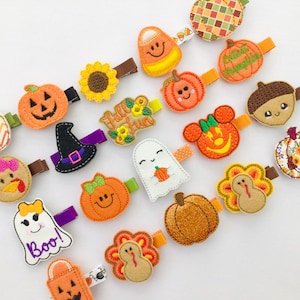 Halloween hair clip fall bow baby safe hair clip toddler hair bow Thanksgiving hair clips basket stuffers pumpkin hair bows girls hair clip