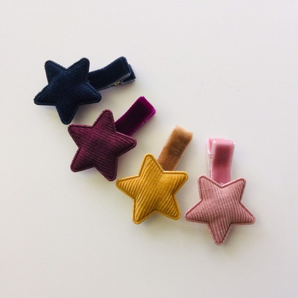 Fully lined hair clips velvet hair clips toddler hair clips baby hair clips velvet hair clip fabric hair clips star hair clips