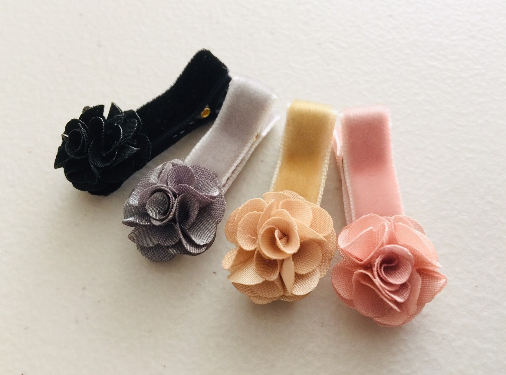 Fully Lined Baby Hair Clips Velvet Hair Clips Flower Hair Etsy