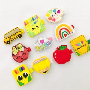 Back to school hair clip school hair bow girls bow clip felt hair clips apple hair clip crayon bows toddler hair clip gift crayon hair clip