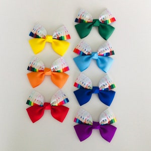 Toddler hair bow rainbow hair bows back to school hair bows girls school bows crayon bows pigtail hair bows toddler hair clips