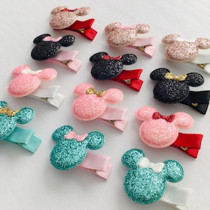 Fully lined baby safe hair clip no slip toddler hair clip Mouse inspired hair bow clip Halloween hair clip toddler girl birthday bow gift image 4