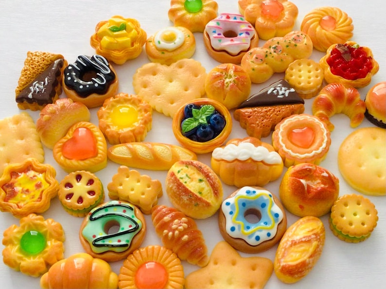 Grab bag of food fridge magnets bread magnets dessert magnets home kitchen decor locker decor bakery magnet mini food fridge magnet gift set image 3