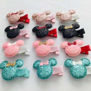 Fully lined baby safe hair clip no slip toddler hair clip Mouse inspired hair bow clip Halloween hair clip toddler girl birthday bow gift image 3