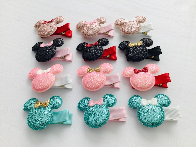 Fully lined baby safe hair clip no slip toddler hair clip Mouse inspired hair bow clip Halloween hair clip toddler girl birthday bow gift image 3