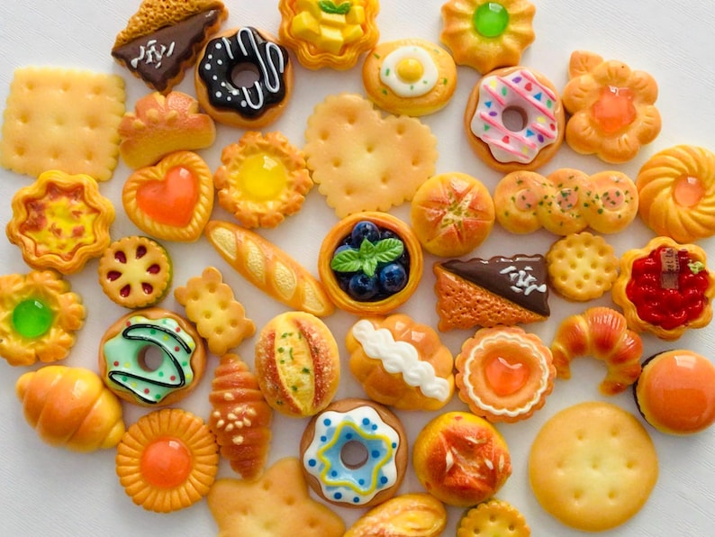 Grab bag of food fridge magnets bread magnets dessert magnets home kitchen decor locker decor bakery magnet mini food fridge magnet gift set image 11