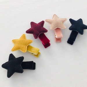 Fully lined baby safe hair clip velvet ribbon hair bow clip toddler hair clip no slip baby barrette fabric star hair clip fall hair clip