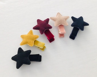 Fully lined baby safe hair clip velvet ribbon hair bow clip toddler hair clip no slip baby barrette fabric star hair clip fall hair clip