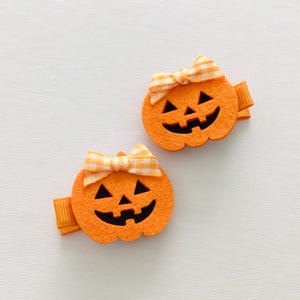 Pinzas para coletas seguras para bebés, pinzas para el cabello de Halloween, lazos de otoño para niñas, lazos para coletas de fieltro con forma de calabaza, pinzas para el cabello para niñas pequeñas, regalo para el cabello imagen 5