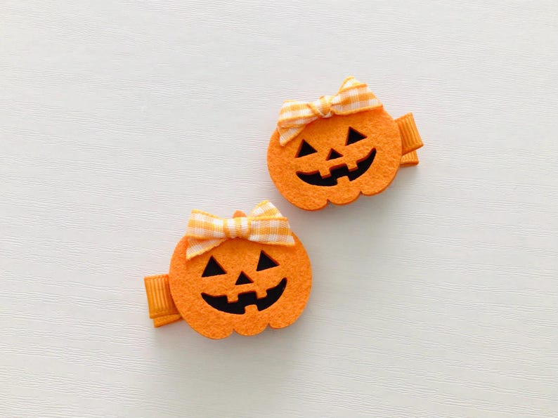 Pinzas para coletas seguras para bebés, pinzas para el cabello de Halloween, lazos de otoño para niñas, lazos para coletas de fieltro con forma de calabaza, pinzas para el cabello para niñas pequeñas, regalo para el cabello imagen 5
