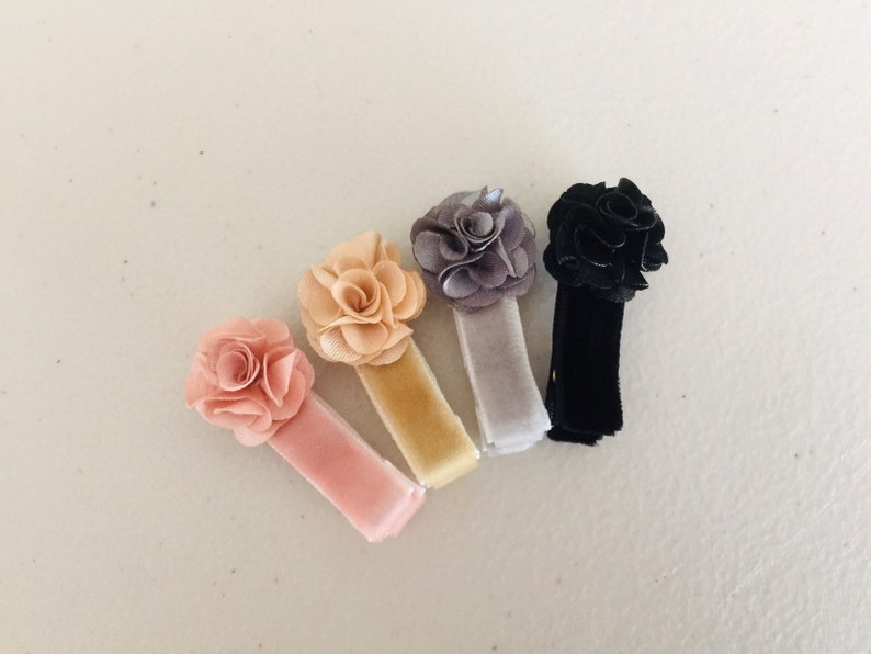 Fully Lined Baby Hair Clips Velvet Hair Clips Flower Hair Etsy