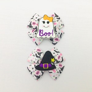 Halloween hair bow girls cute ghost bow witch hair bow toddler bow clip Fall hair bow Halloween accessories felt Halloween hair clip gift