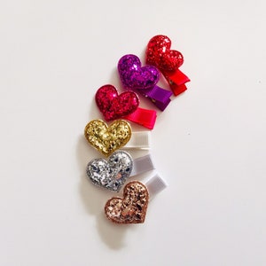 Fully lined baby hair clips Valentine’s Day hair clips glitter heart hair clips baby hair clip toddler hair clip Valentines day hair clip
