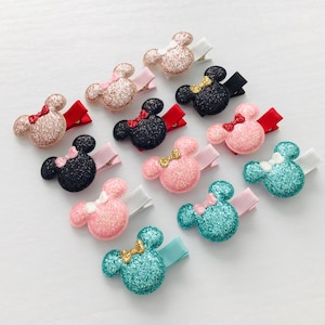 Fully lined baby safe hair clip no slip toddler hair clip Mouse inspired hair bow clip Halloween hair clip toddler girl birthday bow gift image 2