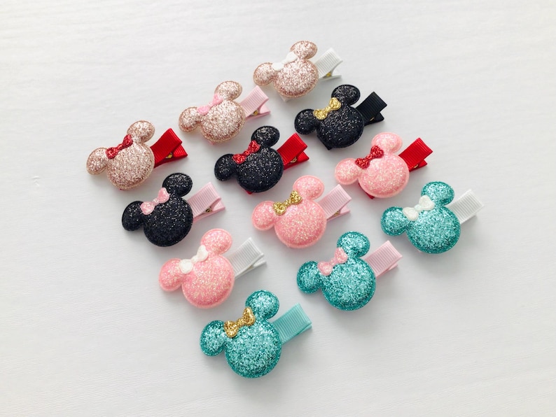 Fully lined baby safe hair clip no slip toddler hair clip Mouse inspired hair bow clip Halloween hair clip toddler girl birthday bow gift image 2