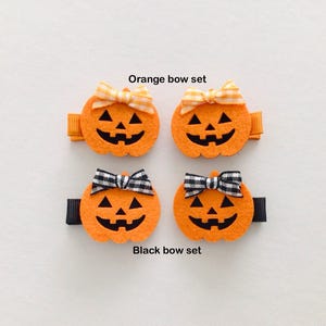Pinzas para coletas seguras para bebés, pinzas para el cabello de Halloween, lazos de otoño para niñas, lazos para coletas de fieltro con forma de calabaza, pinzas para el cabello para niñas pequeñas, regalo para el cabello imagen 3