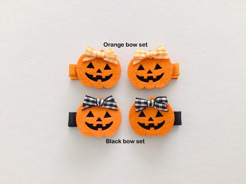 Pinzas para coletas seguras para bebés, pinzas para el cabello de Halloween, lazos de otoño para niñas, lazos para coletas de fieltro con forma de calabaza, pinzas para el cabello para niñas pequeñas, regalo para el cabello imagen 3