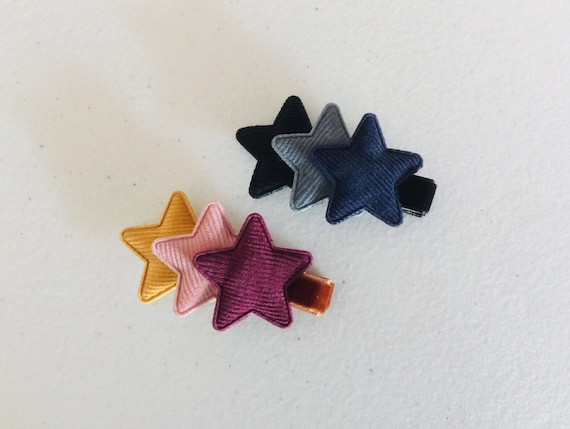 Fully lined hair clip toddler hair clips baby hair clips velvet hair clips fabric hair clip star hair clip velvet hair bow Fall hair bow