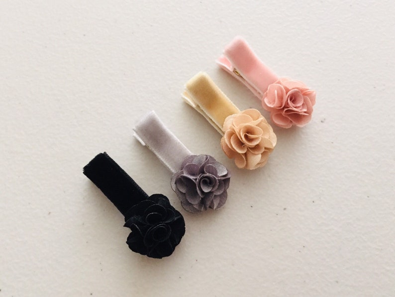 Fully Lined Baby Hair Clips Velvet Hair Clips Flower Hair Etsy