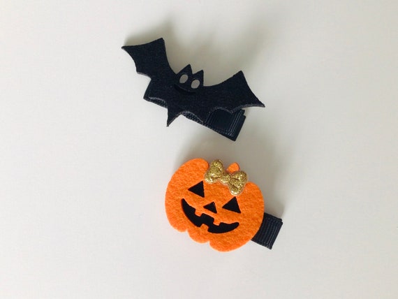 Halloween hair clip baby hair clip toddler hair clip pumpkin hair clips toddler hair bow bat hair clip pumpkin hair bow  girl fall bow gift