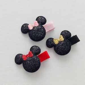 Fully lined baby safe hair clip no slip toddler hair clip Mouse inspired hair bow clip Halloween hair clip toddler girl birthday bow gift image 5