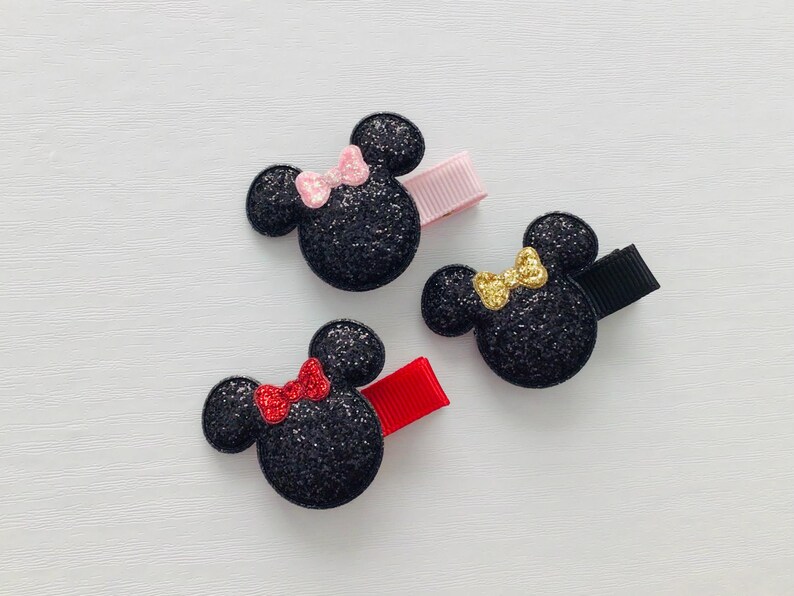 Fully lined baby safe hair clip no slip toddler hair clip Mouse inspired hair bow clip Halloween hair clip toddler girl birthday bow gift image 5