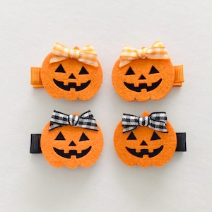 Pinzas para coletas seguras para bebés, pinzas para el cabello de Halloween, lazos de otoño para niñas, lazos para coletas de fieltro con forma de calabaza, pinzas para el cabello para niñas pequeñas, regalo para el cabello imagen 1