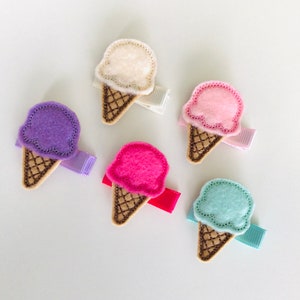 Fully lined baby safe hair clips toddler hair clips ice cream hair clip Summer hair clip no slip hair clip felt hair clip girls birthday bow